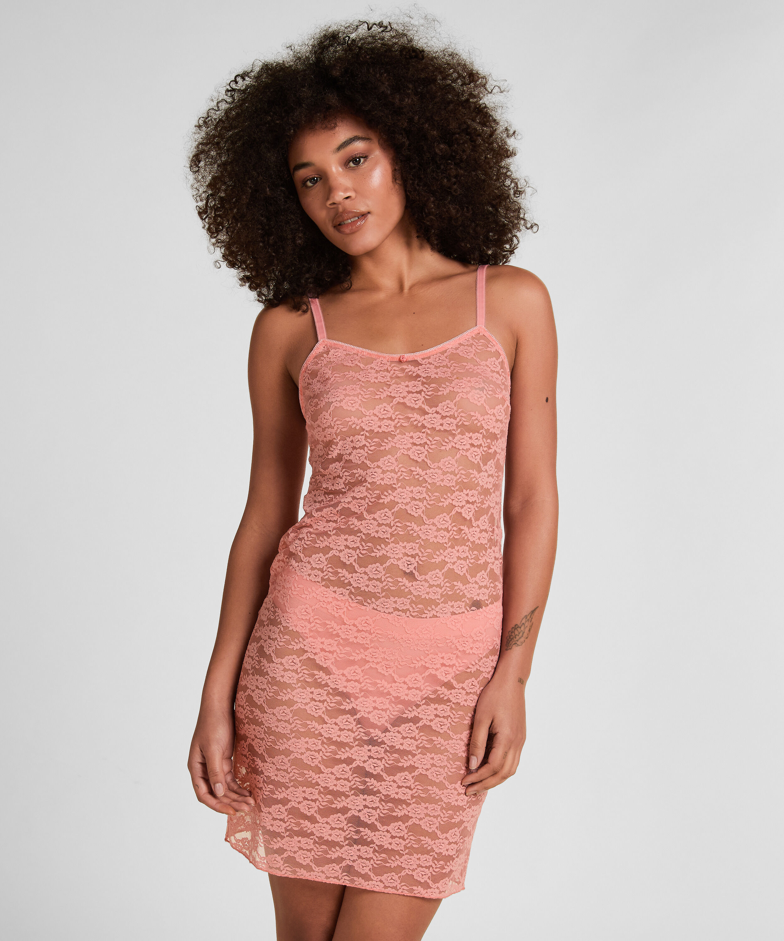 Slipdress Allover Lace, Rosa