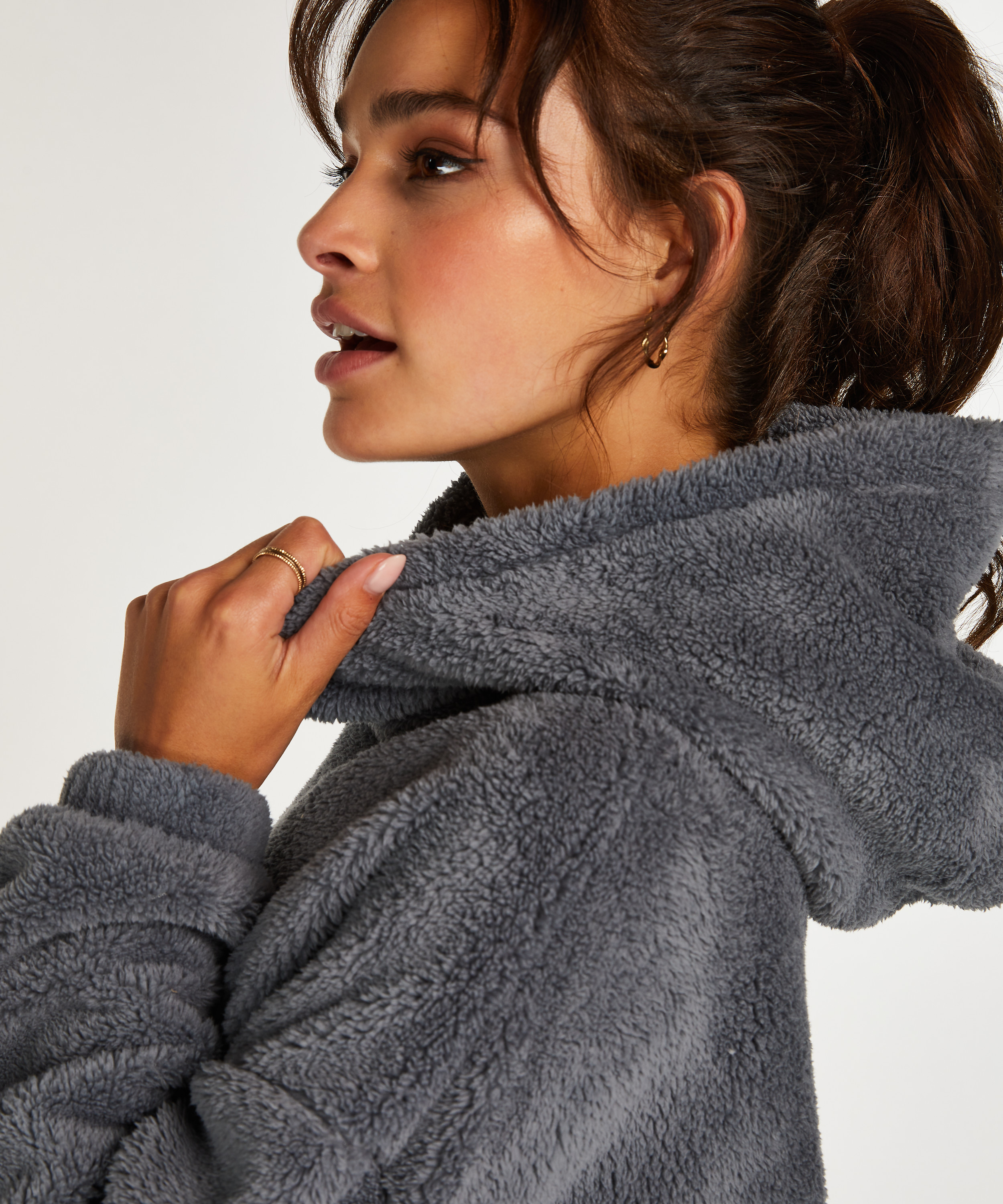 Snuggle fleece loungekjole, Gr&oslash;nn, main