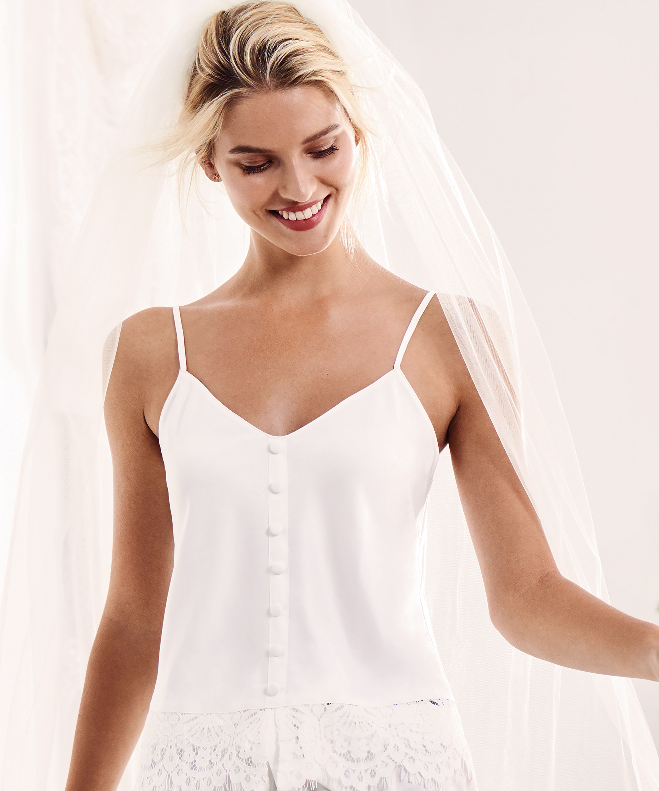Bridal Satin Cami Top, Hvit, main
