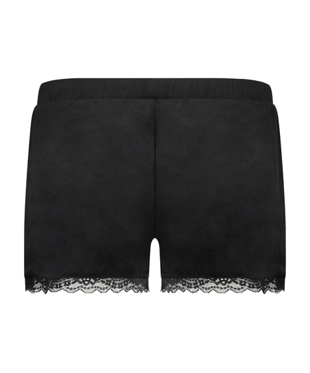 Velvet lace shorts, Svart