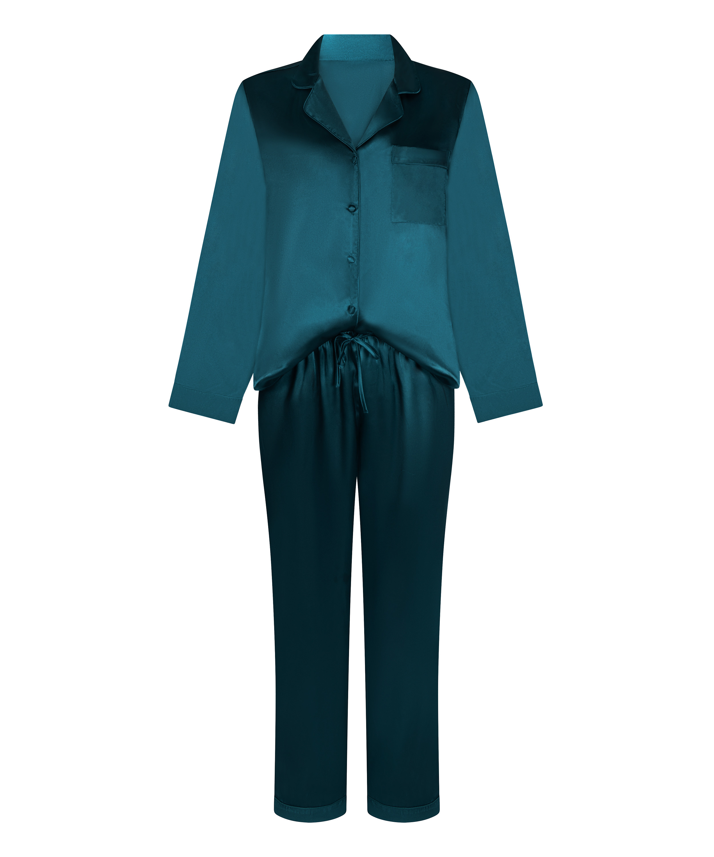 Pyjama Set Shiny Satin, Bl&aring;, main