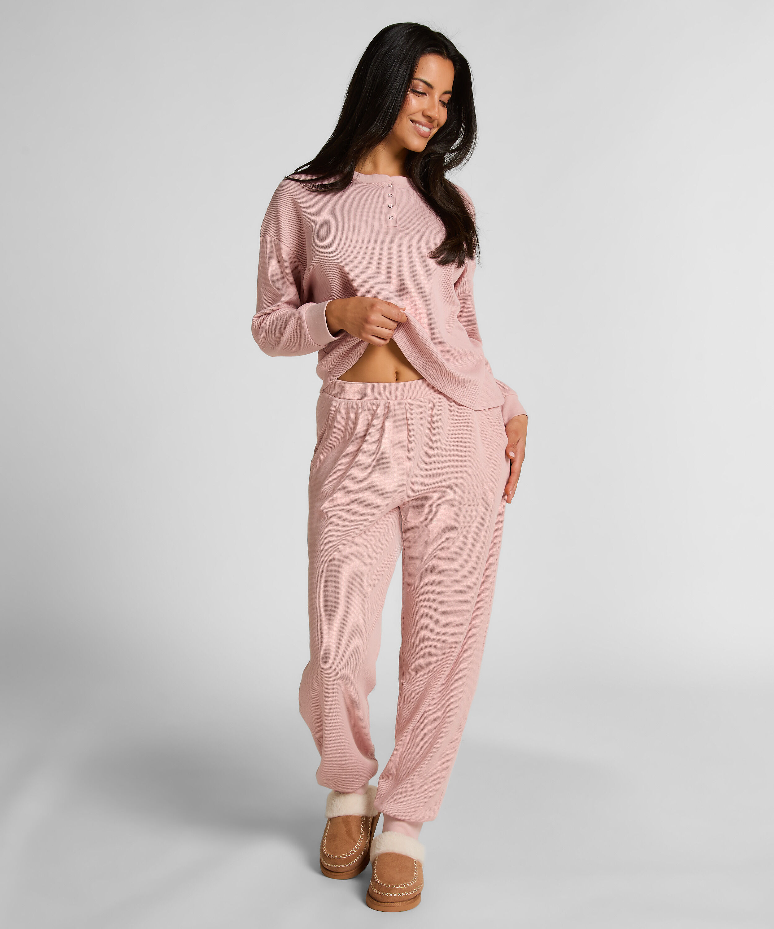 Joggebukser vaffel, Rosa Joggebukser vaffel, Rosa
