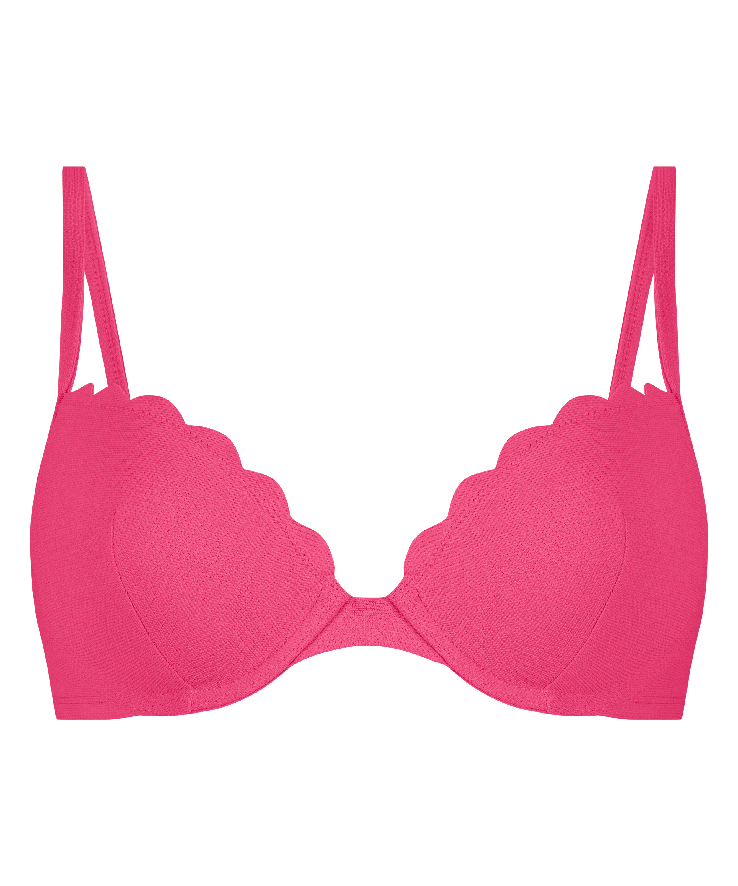 Scallop Polstret bikinitopp med underspiler, Rosa, main