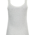 Ribbestrikket singlet med blonder, Beige
