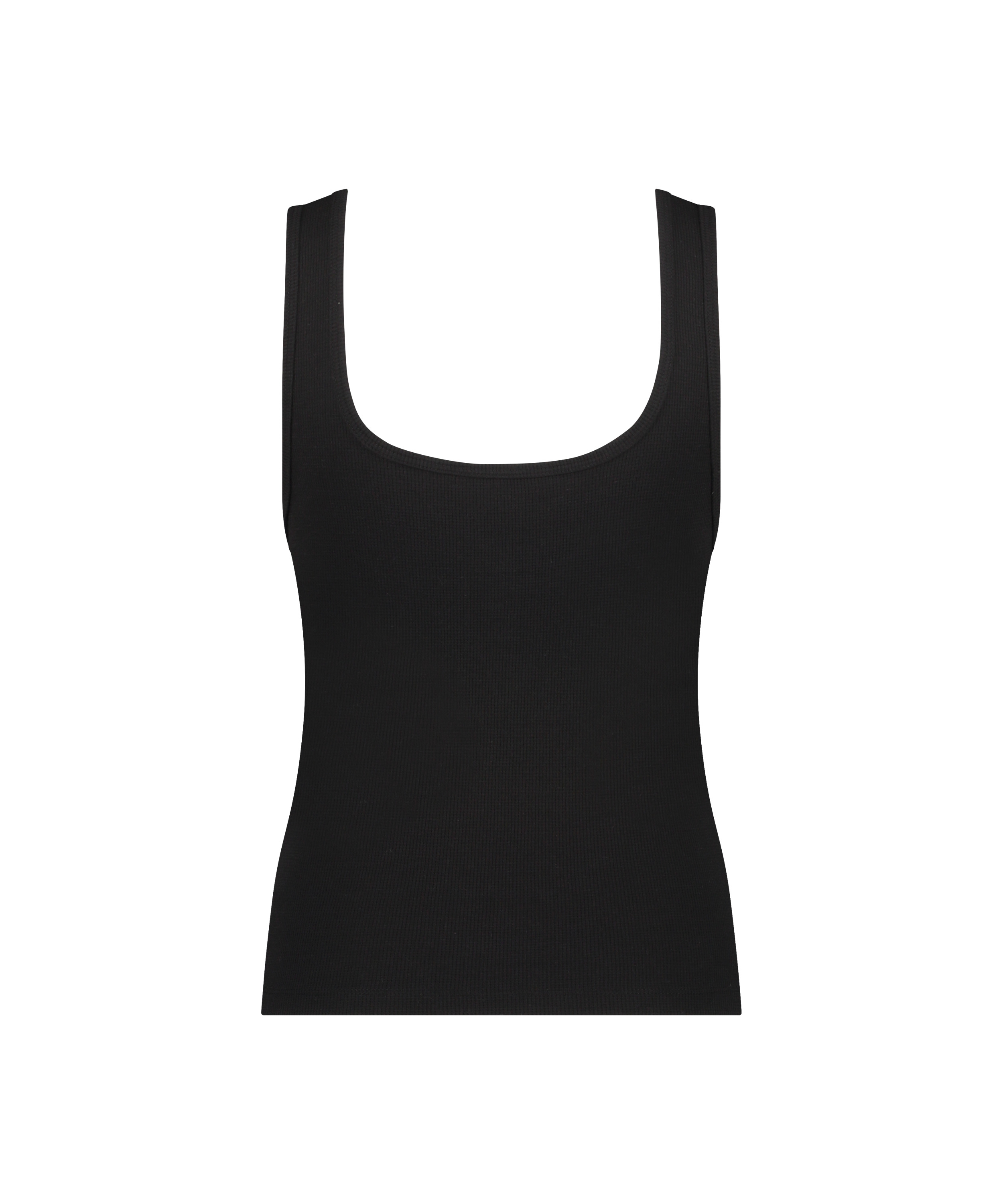 Kortermet vaffelvevd topp, Svart, main