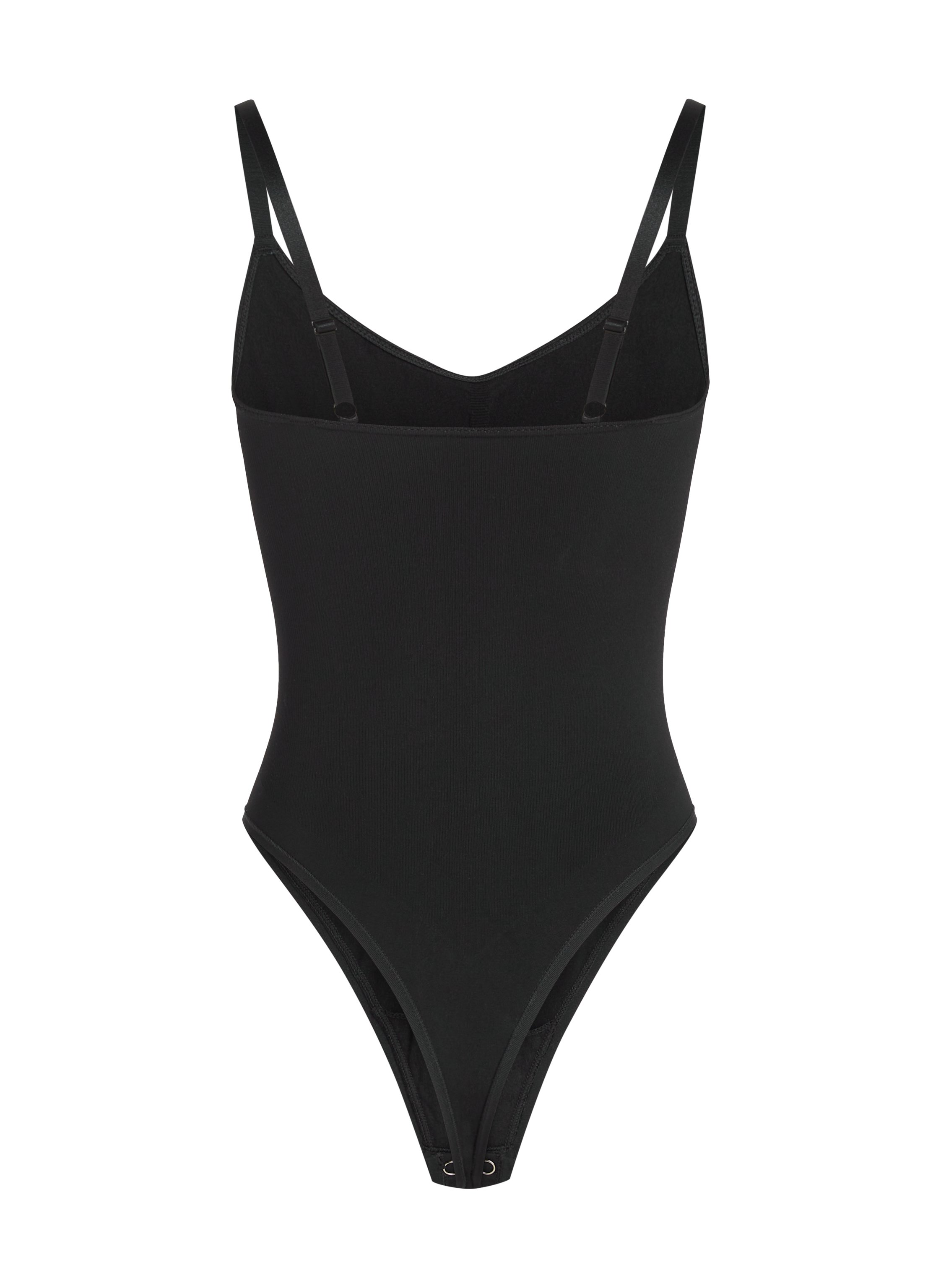 Sømløs body med høyt snitt, Svart, main