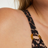 Leopard polstret bikinitopp med spiler, Beige