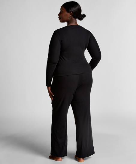 Pysjamatopp Henley, Svart