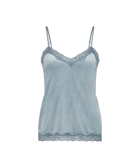 Cami-topp Velours Lace, Bl&aring;