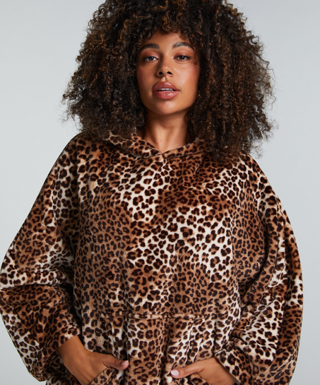 Flanellfleece Hoodie, Beige