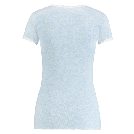 Ribbed SS Top, Blå