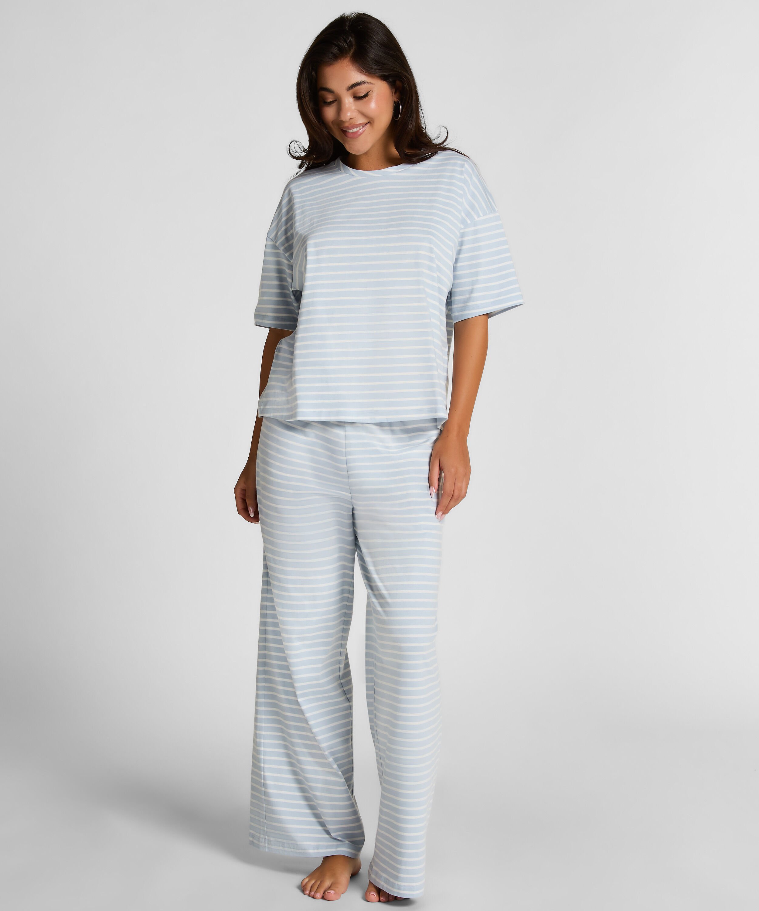 Pyjama Set Cotton Jersey Long, Bl&aring;