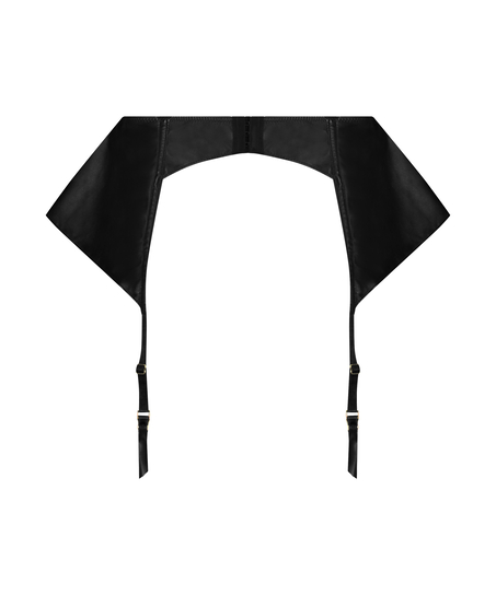 Private hofteholder med lærlook, Svart