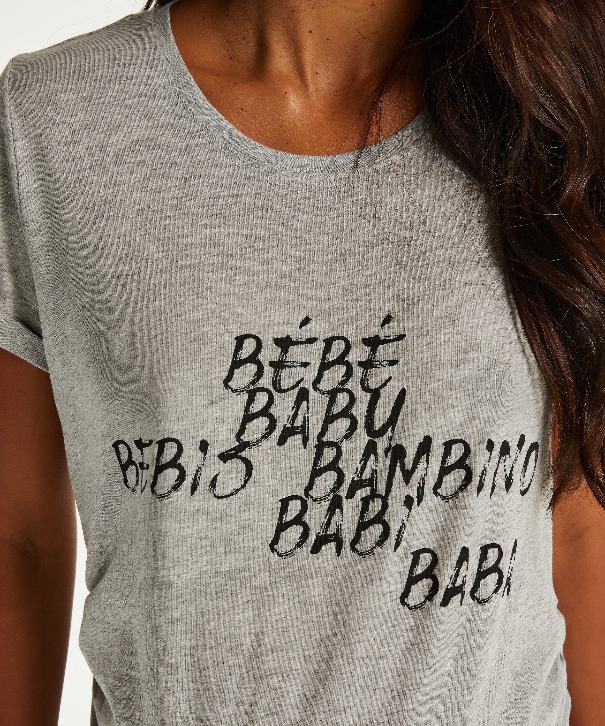 Kortarmet nattskjorte for gravide, Grå, main