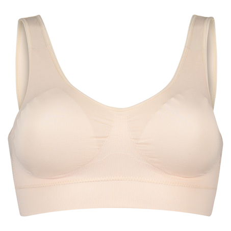Sømløs crop-topp, Beige