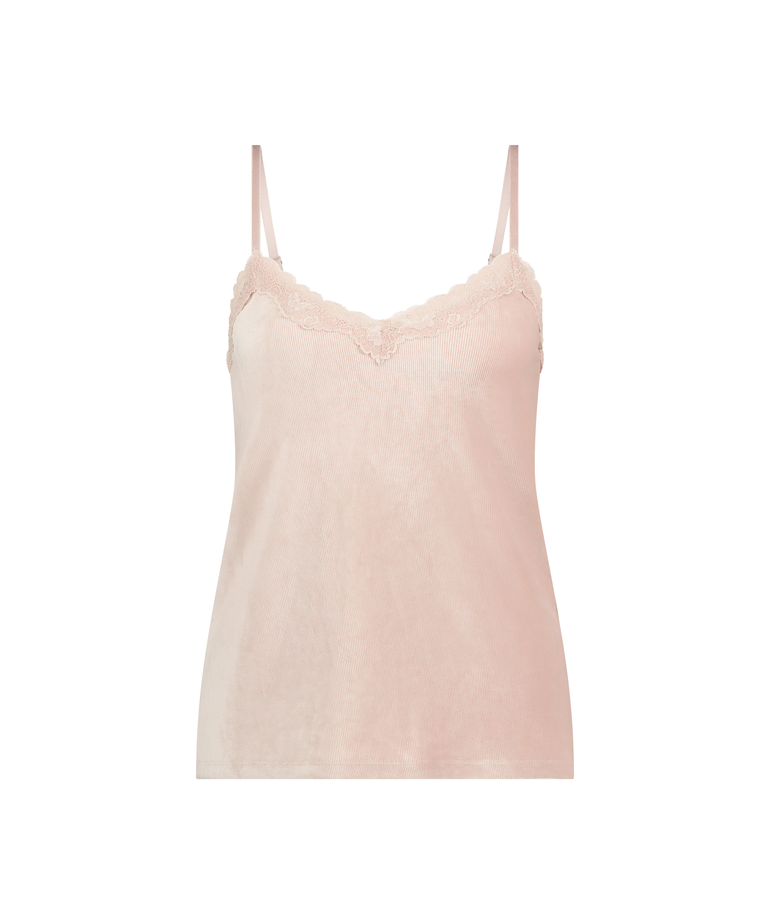 Cami-topp Rib Velours, Rosa, main