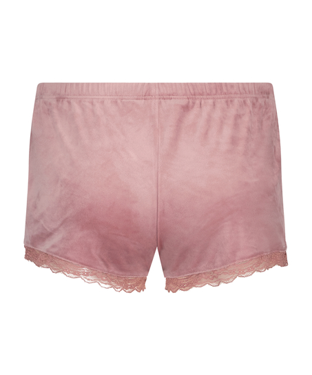 Velvet lace shorts, Rosa