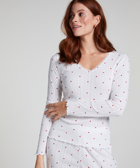 Pysjamatopp Pointelle, Hvit