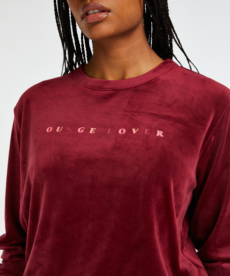 Langermet Velvet topp, R&oslash;d