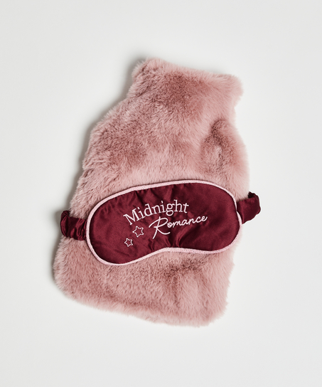 Hot Water Bottle And Eye Mask Set, Rosa