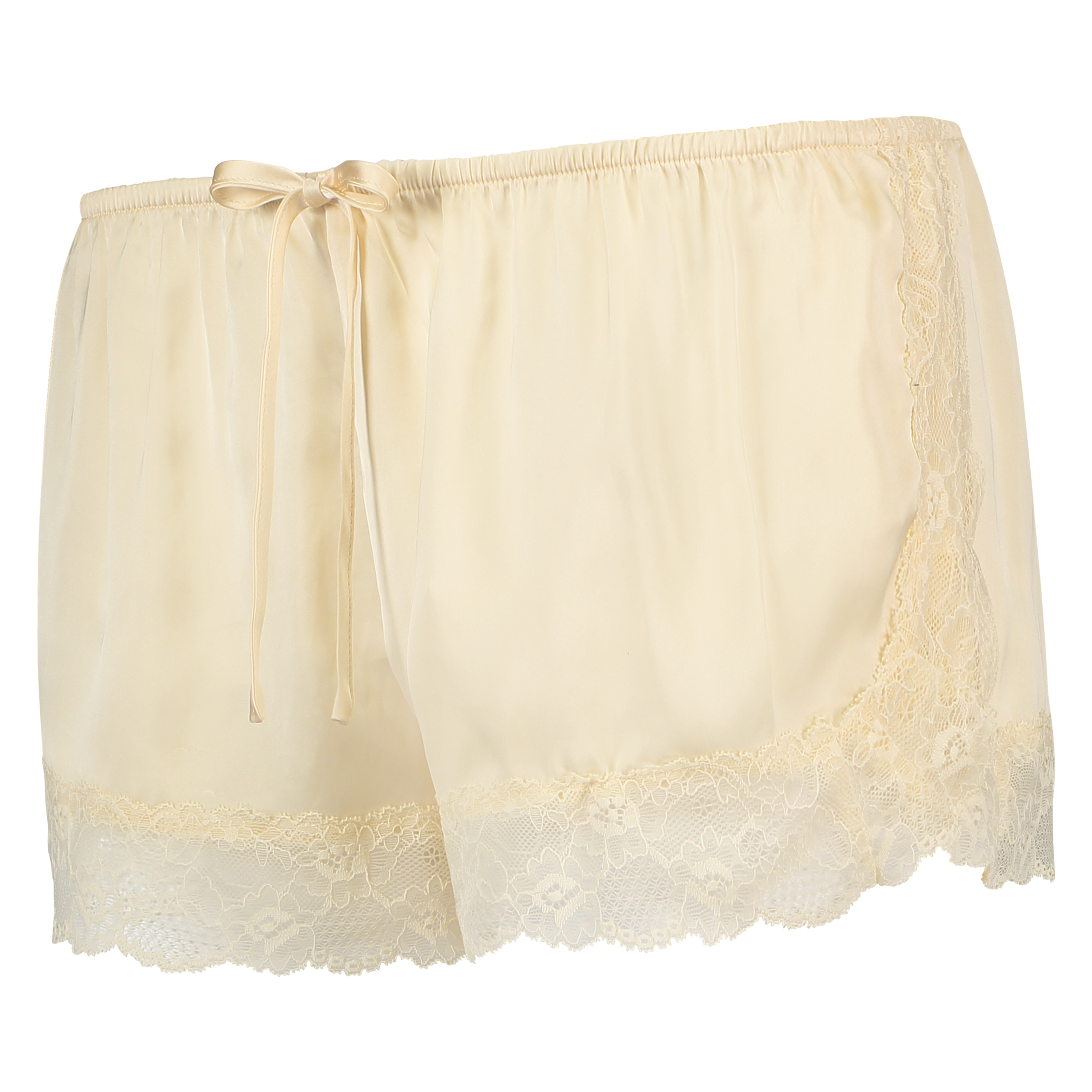 Pyjamasshorts i sateng, Beige, main