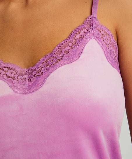 Cami-topp Velours Lace, Rosa