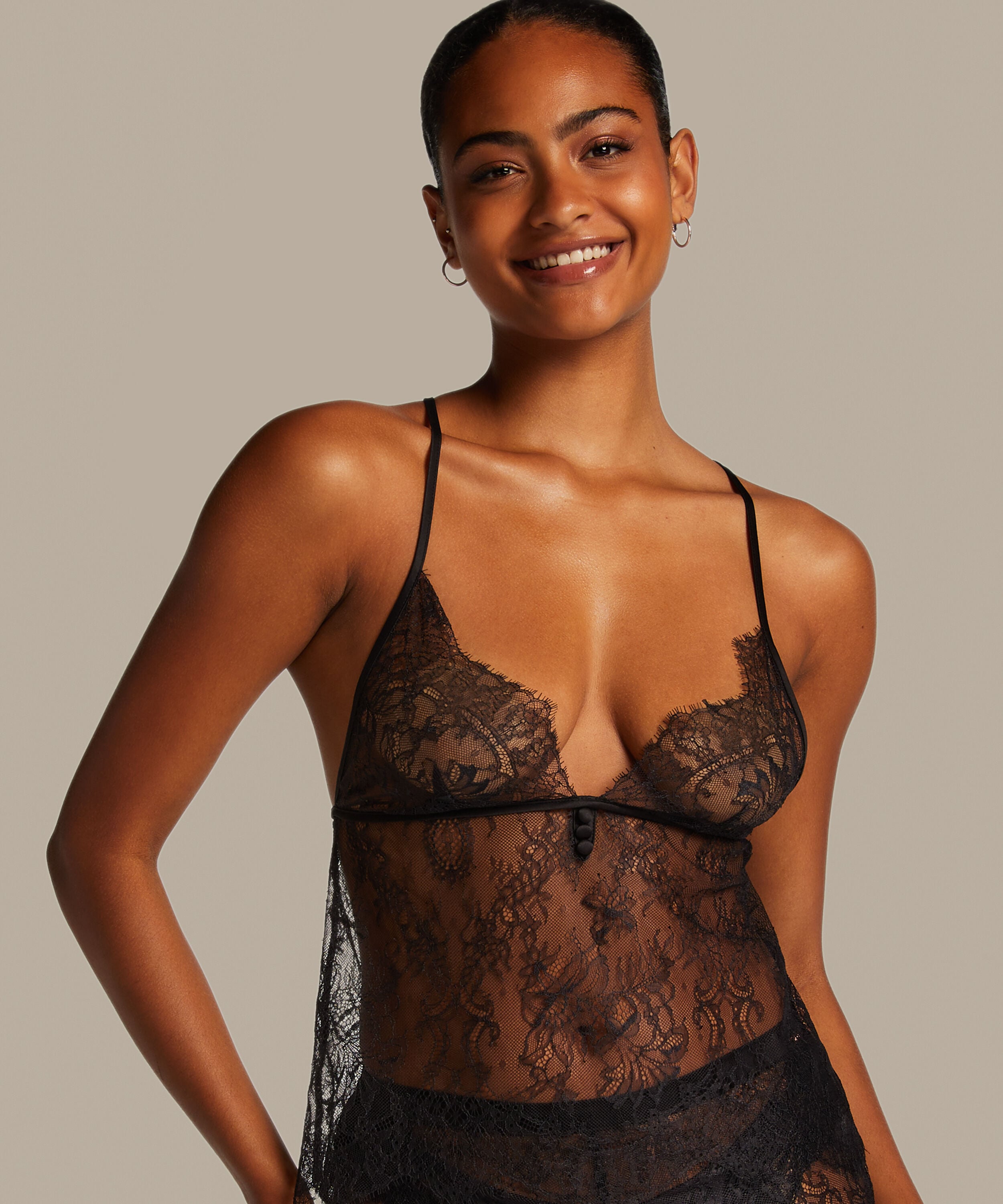 Cami Lace Delphine, Svart