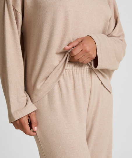 B&oslash;rstet Jersey bukse, Beige