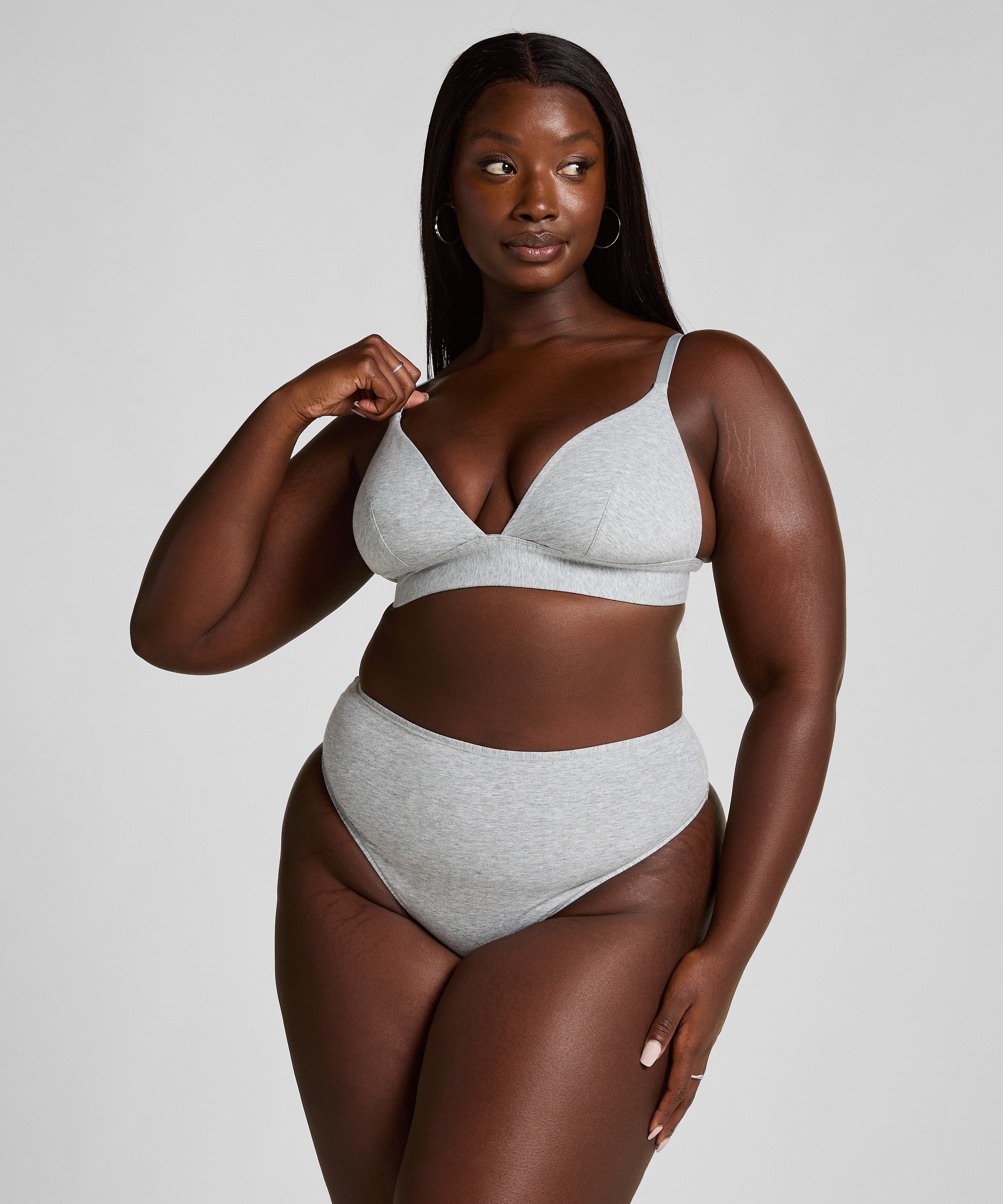 Bralette i bomull, Gr&aring;, main