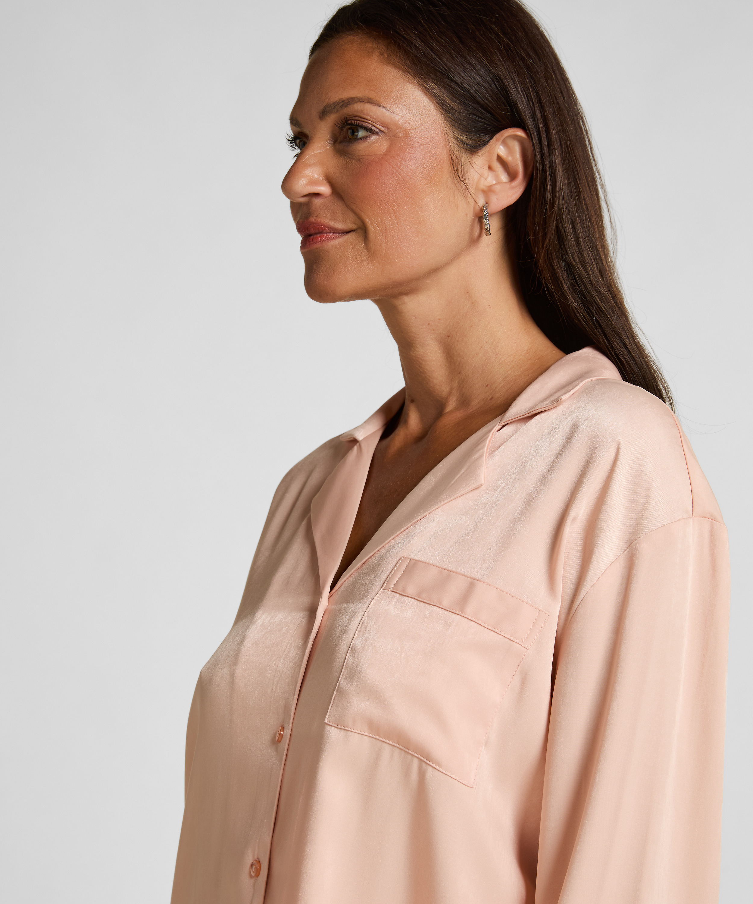 Langermet jakke i sateng Ayla, Rosa, main