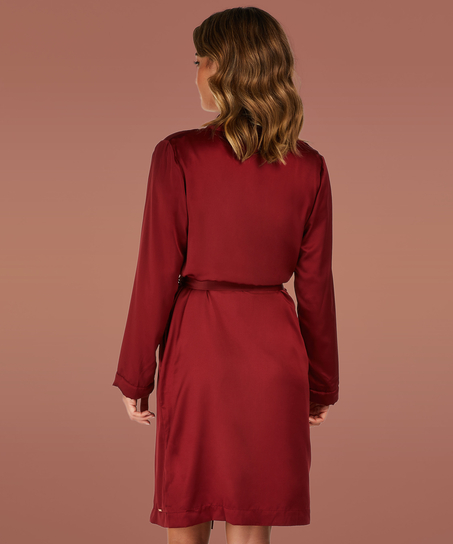 Satin fleece badekåpe, Rød