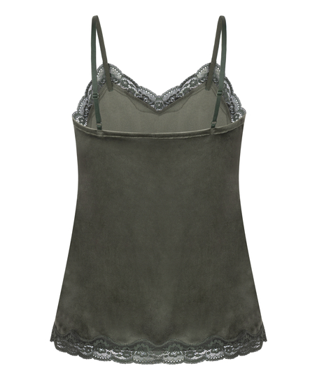 Cami-topp Velours Lace, Grønn