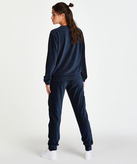 Langermet velvet topp, Blå