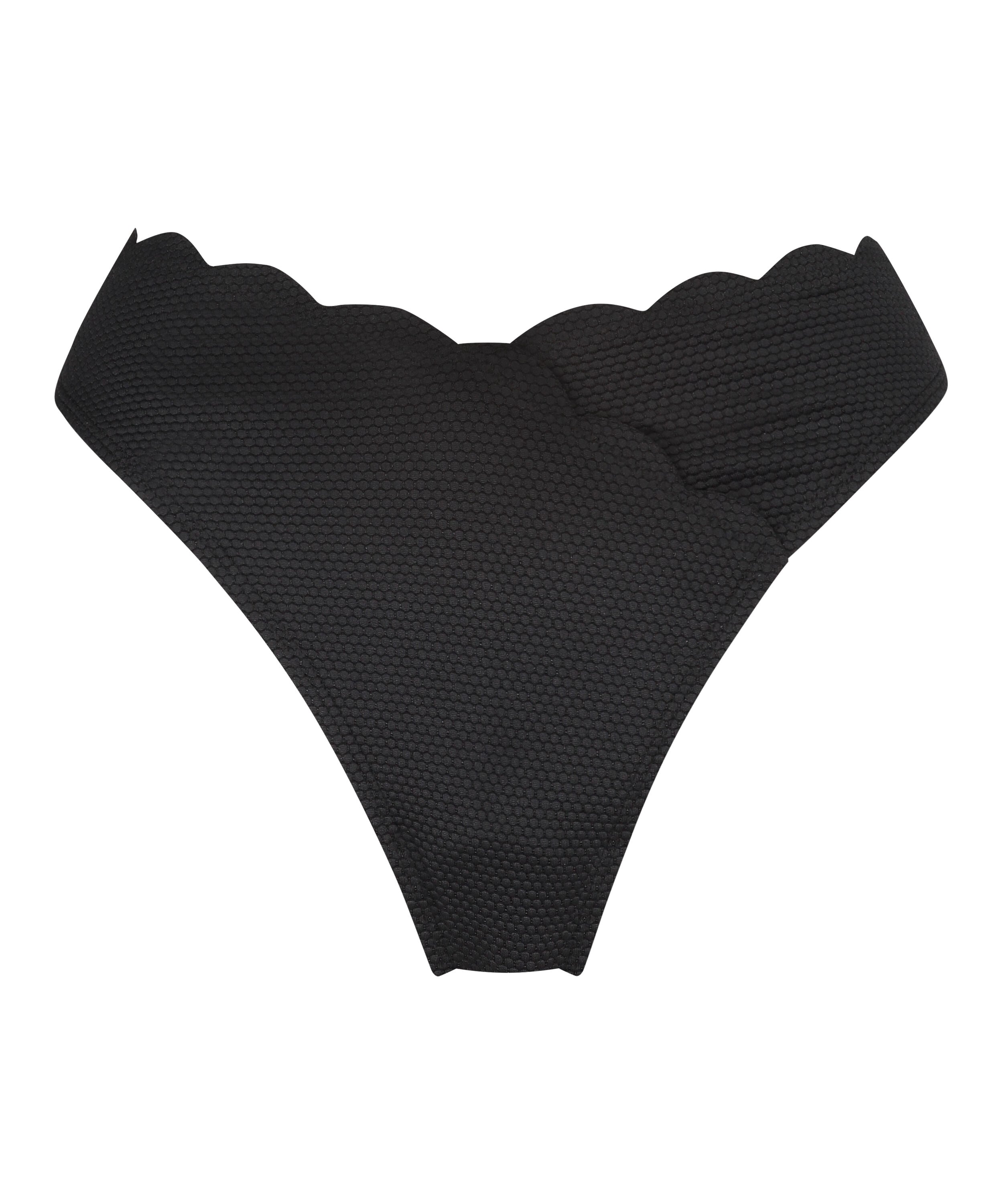 Highleg Bikini-underdel Scallop, Svart