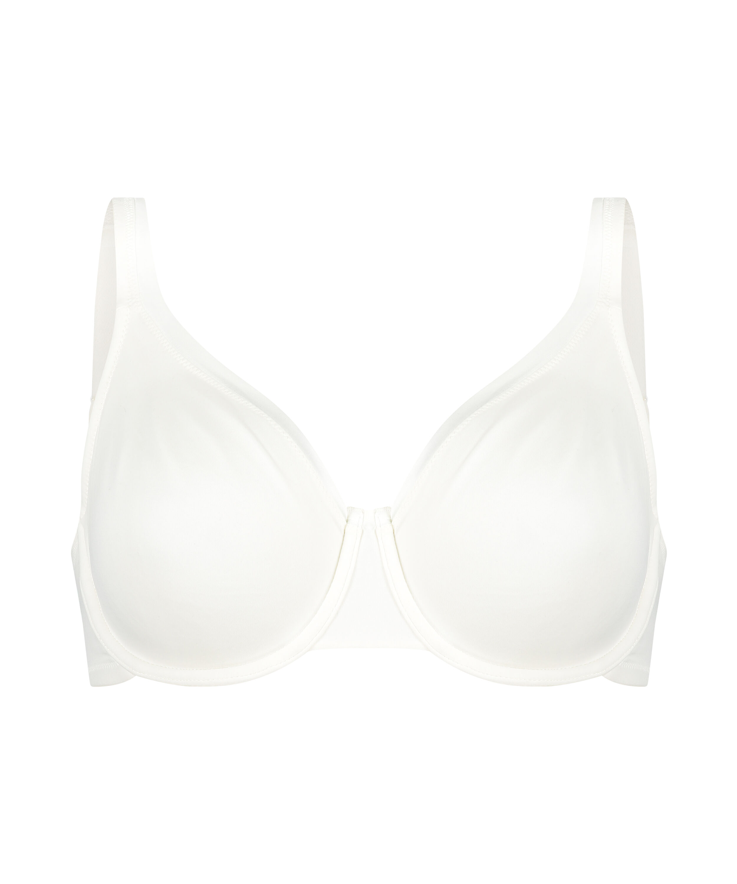 Uforet BH i satengfleece med b&oslash;yle, Hvit