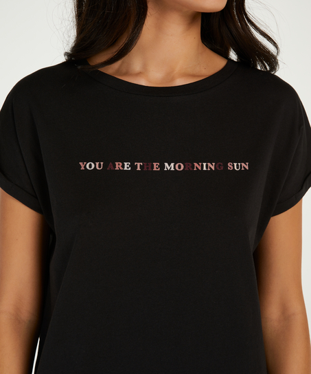 Nattskjorte med rund hals, Svart