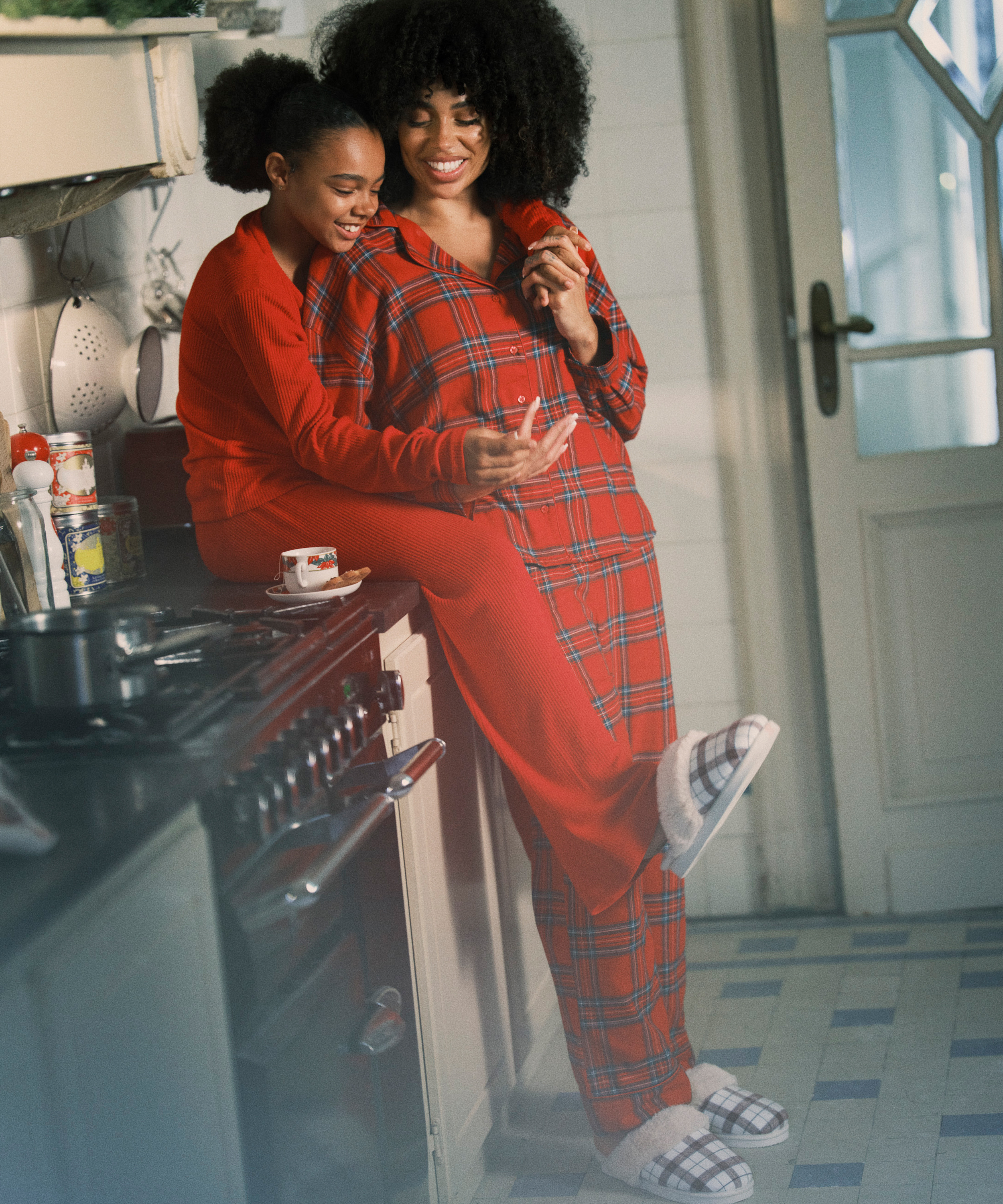 Børstet Jersey bukse, Rød, main