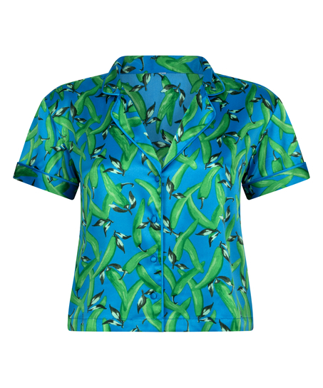 Kortermet jakke i sateng, Bl&aring;