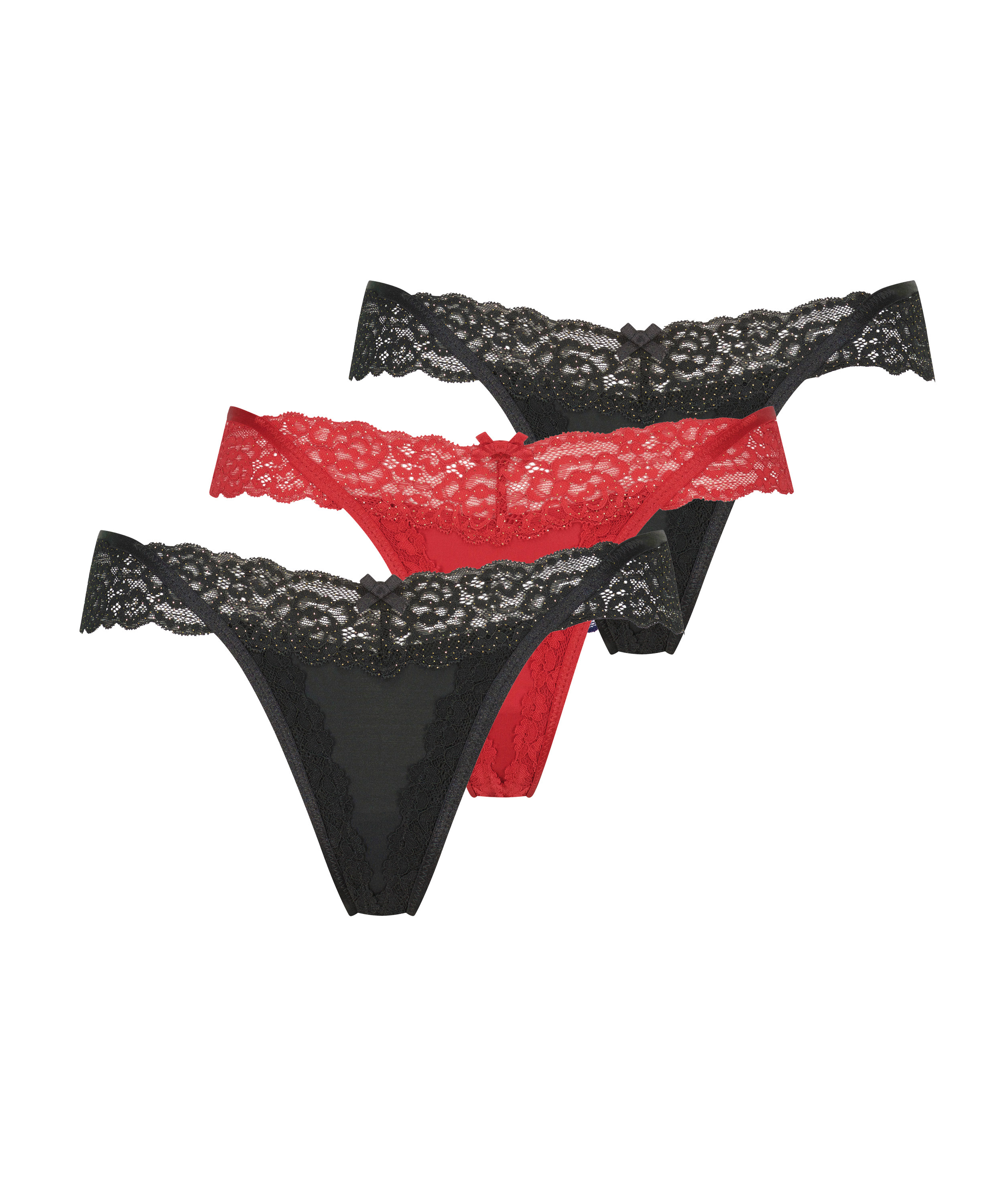 3-pakning med Willow G-strengtruser, Svart, main