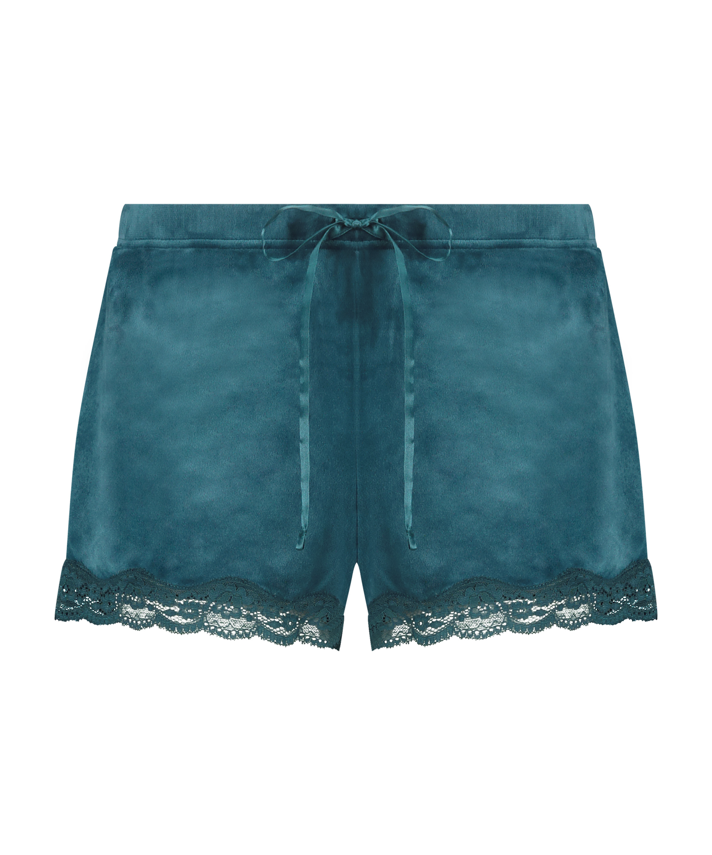 Velvet lace shorts, Blå, main