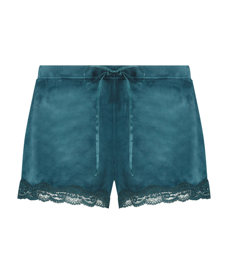 Velvet lace shorts, Blå