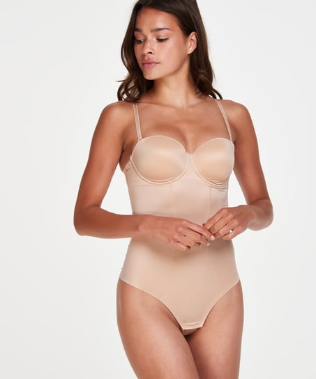 Skulpterende body med forete skåler, Beige