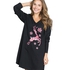 Nightshirt V-neck long sleeves, Svart
