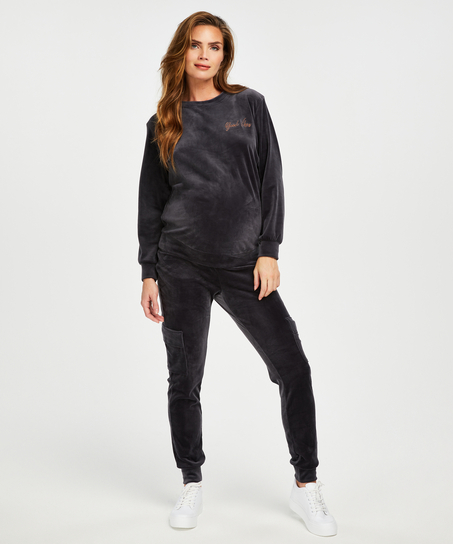 Velours mamma-joggebukse, Grå