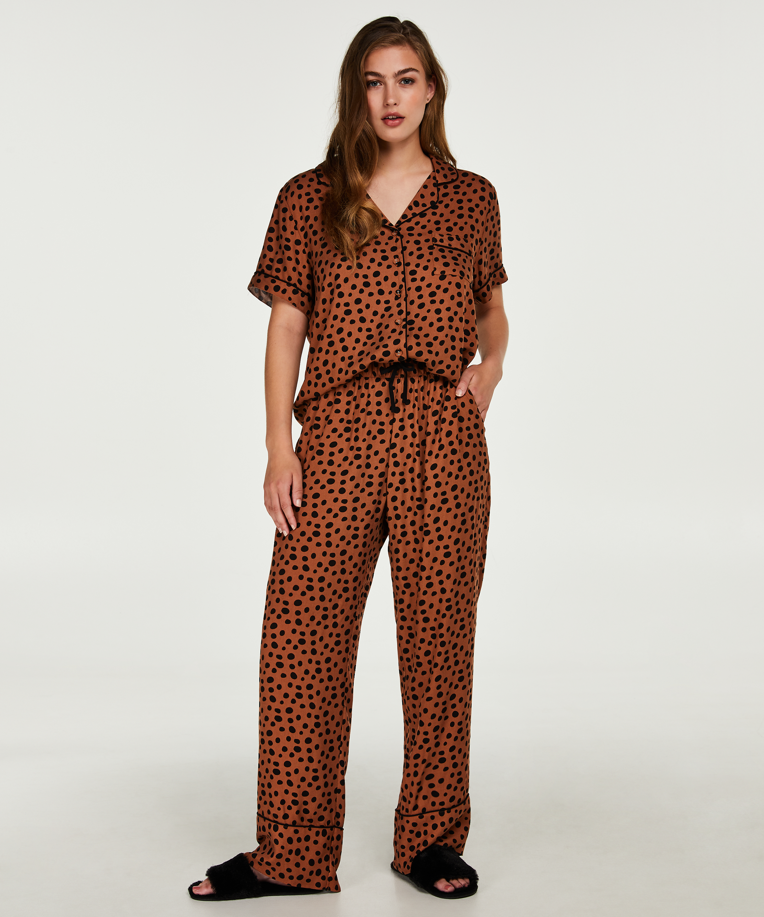 Pyjama pants, Brun, main