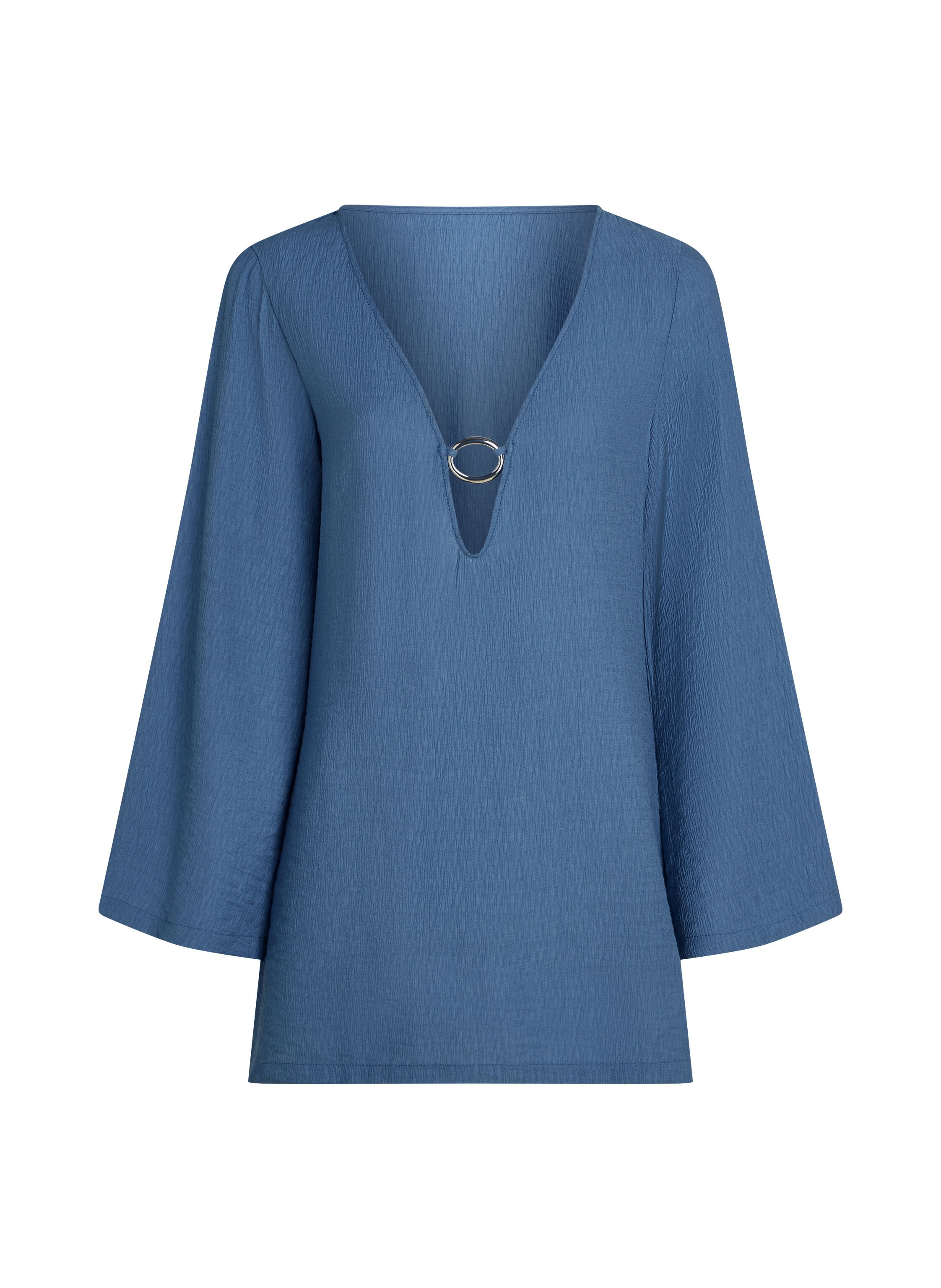 Langermet strandkjole med ring, Blå