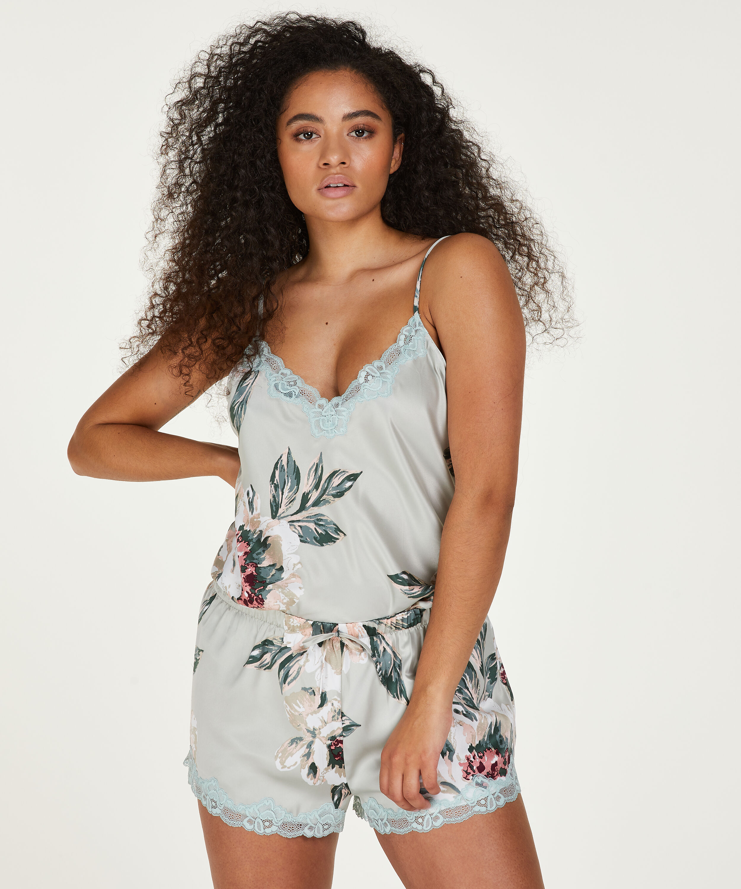 Pyjamasshorts i sateng, Bl&aring;