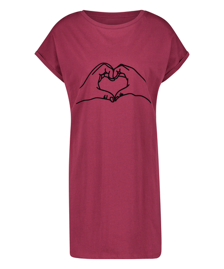 Nattskjorte med rund hals, Rød