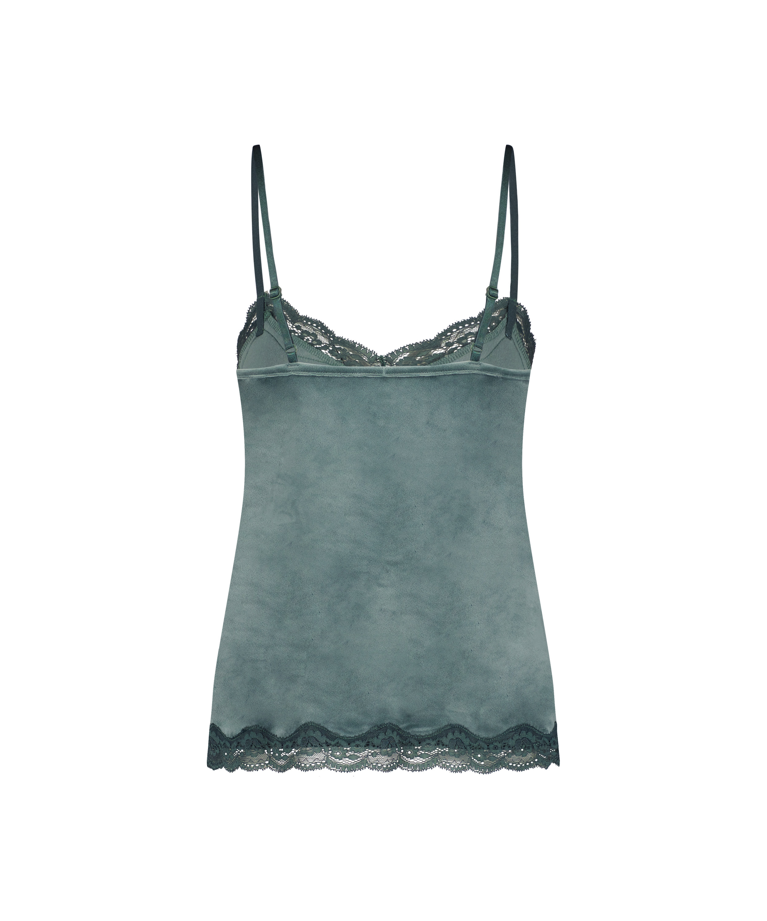 Cami-topp Velours Lace, Gr&oslash;nn, main