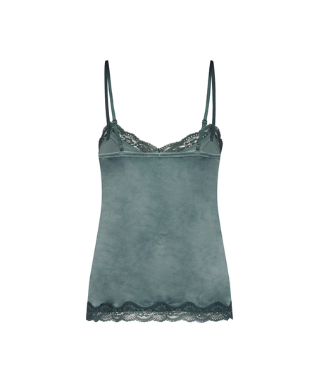 Cami-topp Velours Lace, Gr&oslash;nn